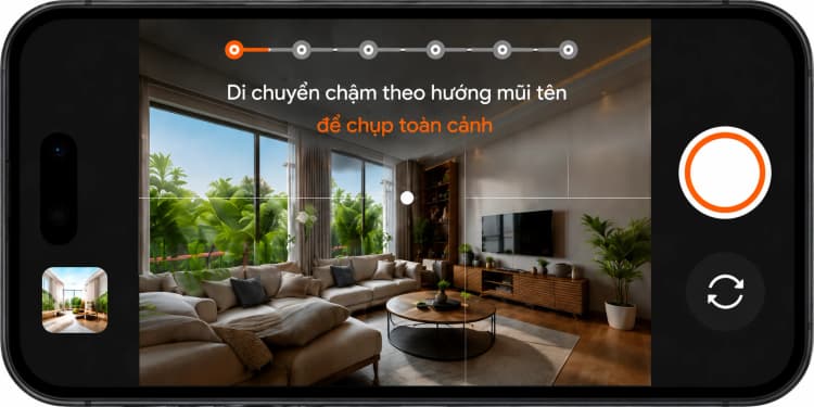 Giao diện chụp Panorama 360 trên ứng dụng Mogiverse