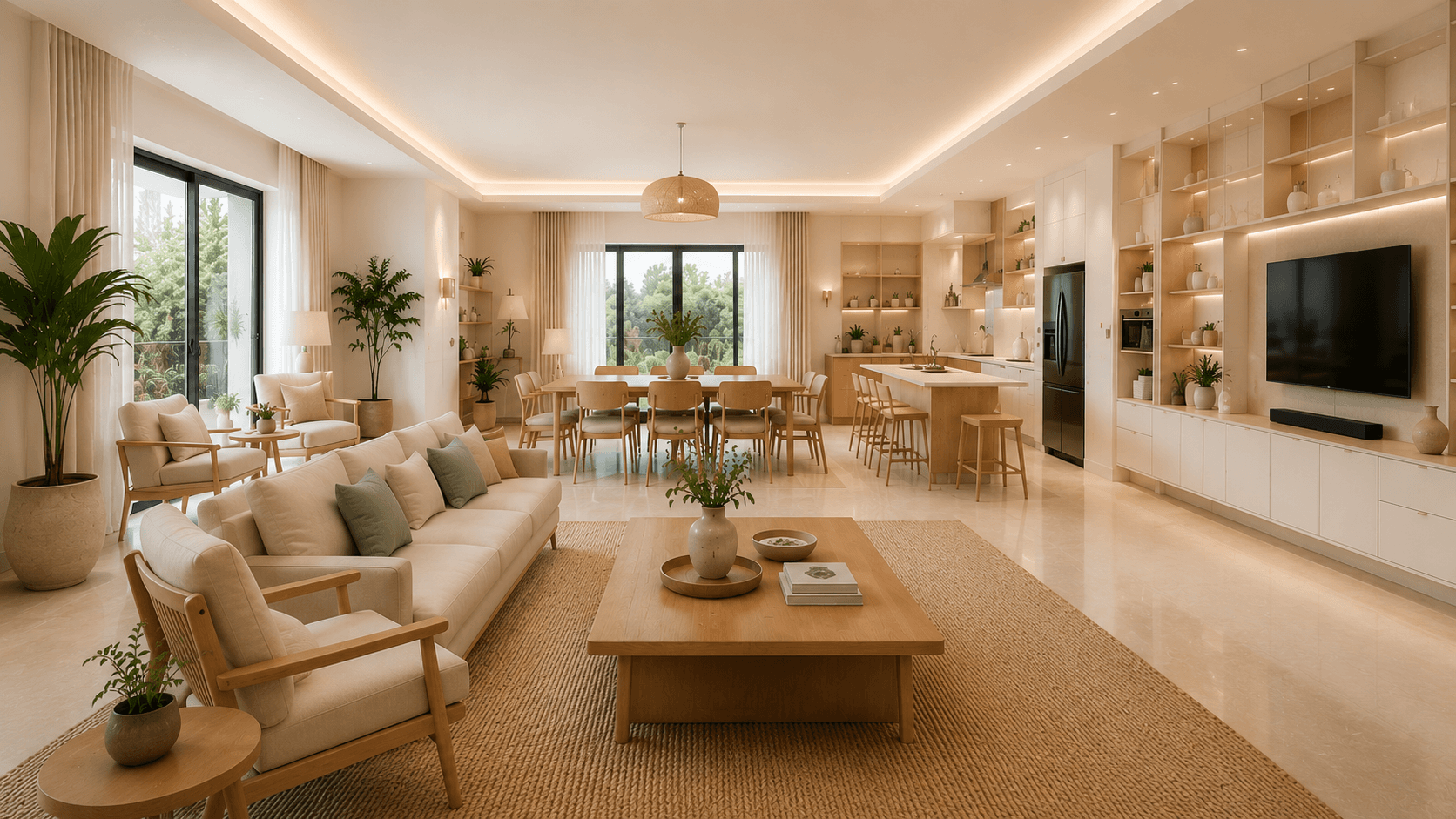 Không gian sau khi mở rộng bếp