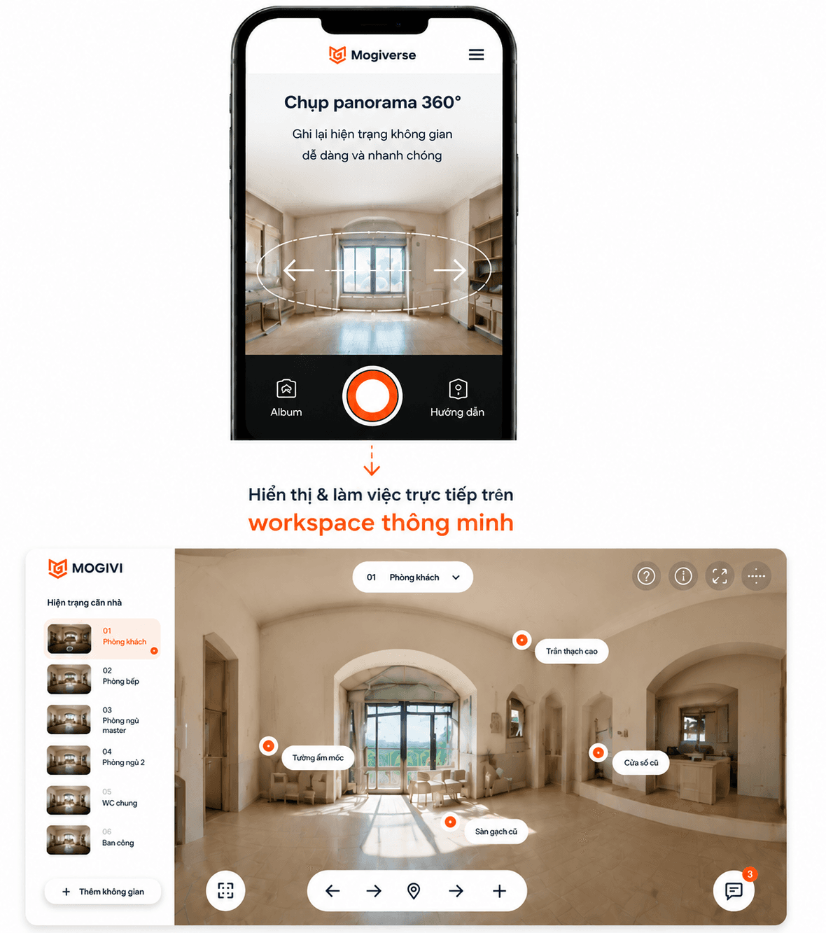 Ứng dụng Mogiverse chụp panorama 360